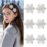 ACO-UINT Rhinestone Snowflake Hair Clips 6 Pack Sparkling Winter Christmas Hair Accessories for Women Girls Holiday Party Accessories