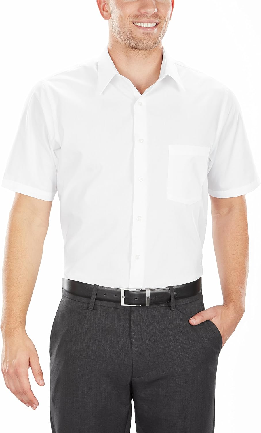Van Heusen Men's Short Sleeve Dress Shirt Regular Fit Poplin Solid at  Men’s Clothing store