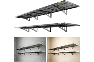 Aecxm 4-Pack 1.64x4ft Adjustable Garage Wall Shelving 1120lbs Load Capacity Heavy Duty Wall Mounted Storage Shelf Metal Floating Shelves for Garage(Black)
