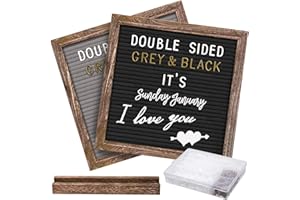 GELIBO Double Sided Felt Letter Board with Rustic 10x10 Wood Frame,750 Precut Letters,Numbers, Extra Cursive Words, First Day of School Board, Baby Announcement Board Sign,Farmhouse Wall Decor Message Board