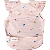 Tiny Twinkle Mess Proof Baby Bib for Girls | Waterproof Toddler Bib for Eating | Baby Apron for Feeding | Machine Washable | Perfect Shower Gift (Unicorn Confetti, 6&ndash;24M)