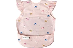 Tiny Twinkle Mess Proof Baby Bib - Waterproof Toddler and Baby Apron Bib - Machine Washable - PFAS and BPA Free