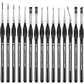 PANDAFLY Detail Paint Brushes Set for Fine Detailing &amp; Art Painting, 15pcs | Miniature Paint Brush Set with Triangular Handles - for Acrylic, Watercolor, Oil, Models, Face, Figurine &amp; Paint by Number