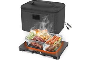 Fitabok Electric Heated Lunch Box - Small Food Warmer For Men And Women, Mini Portable Travel Microwave, 12V/24V/110V 3-In-1 Self Heating Oven For Car, Truck, Office