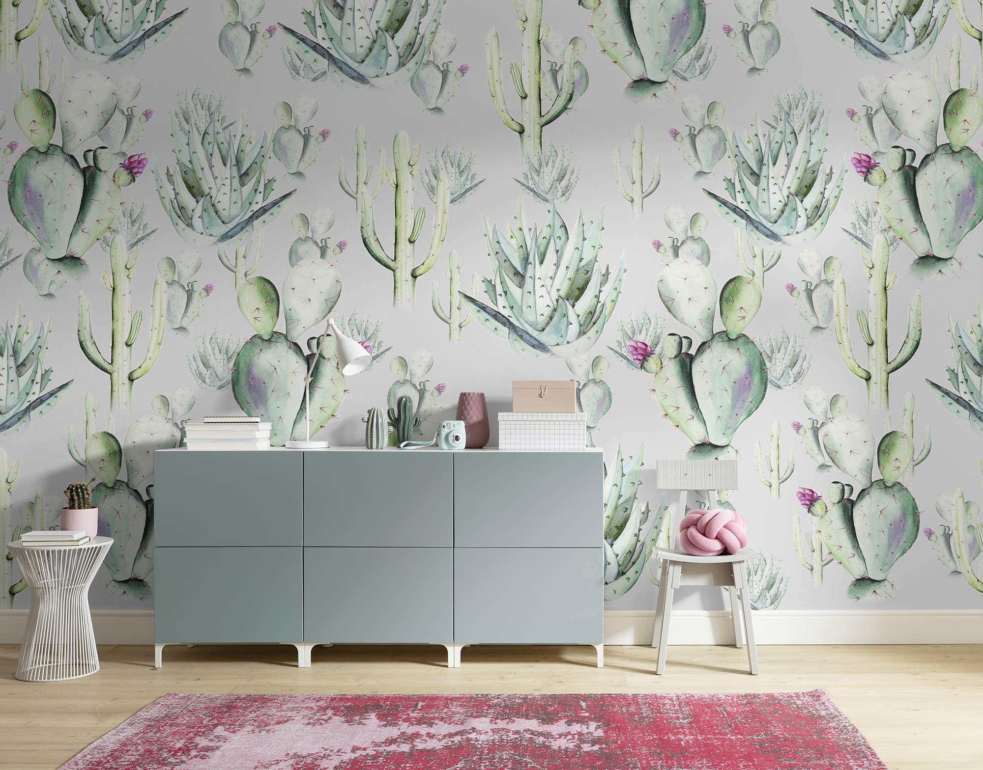Komar Non-Woven Photo Wallpaper - Cactus Grey - Size 400 x 250 cm (Width x Height) - Wall Wallpaper Living Room Cactus Bedroom Office Hallway Decoration Wall Picture - P045B-VD4