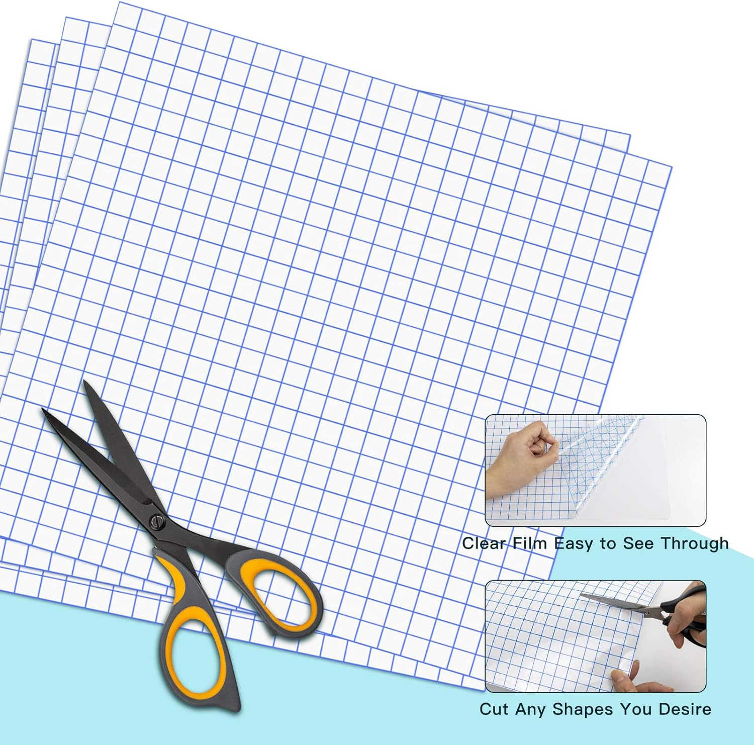Transfer Tape for Vinyl 20 Pack 12'' x 12'' w/Blue Alignment Grid for Adhesive Vinyl, Medium Tack Vinyl Transfer Tape for Cricut, Silhouette Cameo by JANDJPACKAGING: Arts, Crafts & Sewing