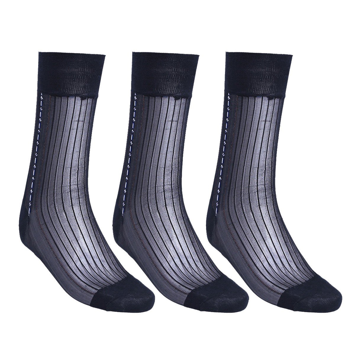 FEESHOW 3 Pairs Men's Summer Thin Silk Socks Over the Calf