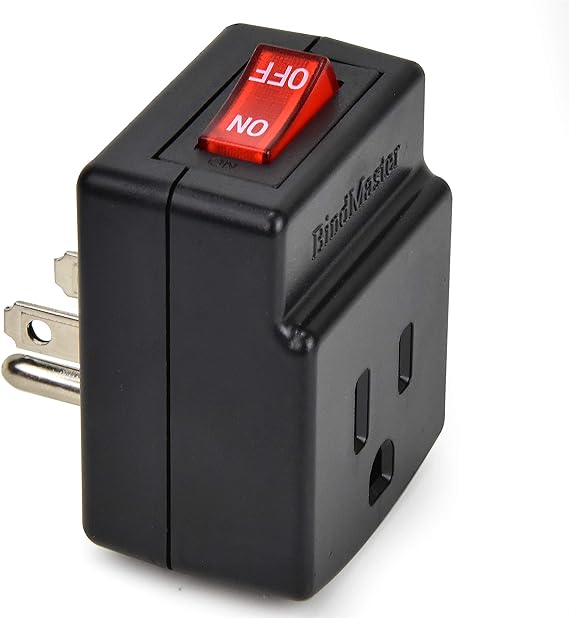 BindmMaster 3 Prong Grounded Single Port Power Adapter with Red Light