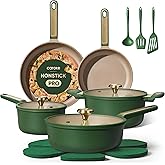 CAROTE Pots and Pans Set Non stick, Cookware Set, 16pcs NonStick Kitchen Set Induction Cookware Non-Toxic & PFOA&PFOS-Free, Dishwasher, Green