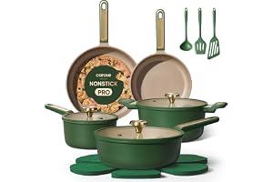 CAROTE Pots and Pans Set Non stick, Cookware Set, 16pcs NonStick Kitchen Set Induction Cookware Non-Toxic & PFOA&PFOS-Free, Dishwasher, Green