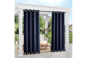 NICETOWN 2 Panels Outdoor Curtains for Patio Waterproof, Rustproof Top and Bottom Grommet Windproof Drapes Thermal Insulated 
