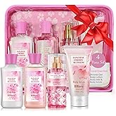 Bath and Body Gift Set for Women & Girls, Japanese Cherry Blossom, 4PCS Set for-Shower Gel, Body Lotion, Body Mist, Exfoliati