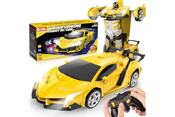 Britik Transform Remote Control Car Toy for Kids 4 5 6 7 8, Remote Control Car for Boys 4-7, Transform Cars for Boys 4-6, Toy