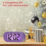 Plumeet Digital Alarm Clock Travel Clock with Snooze Nightlight Purple view 6