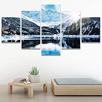 SIGNWIN 5 Panel Canvas Wall Art Modern Art Dramatic Farmhouse/Country Mountain Multicolor Nature Photography for Home Decorations Ready to Hang - 60