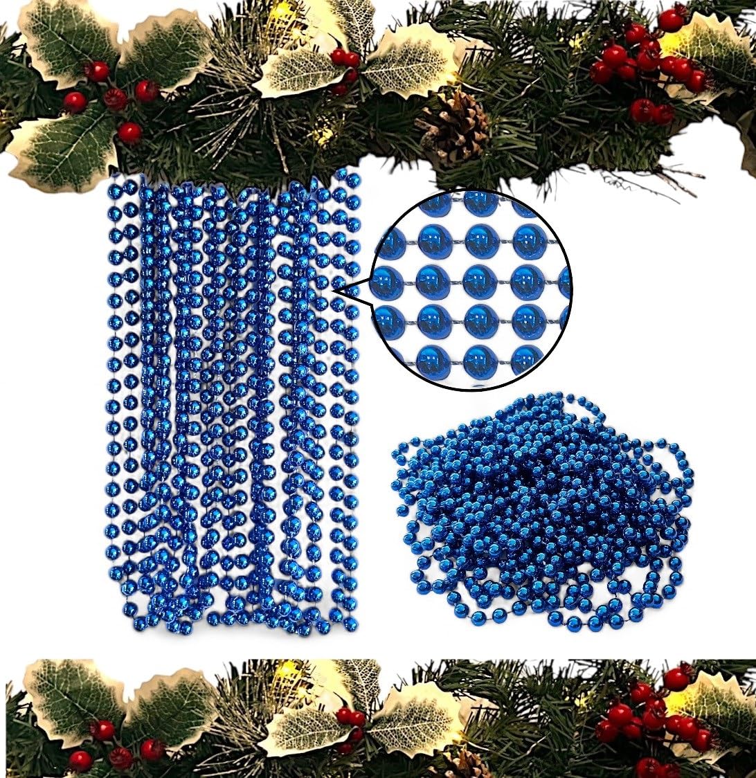 Luxury Christmas Tree & Room Decoration - 10m Long Bead Chain with 8mm Beads (Royal Blue)