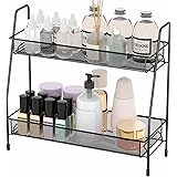 EKNITEY Spice Rack Organizer for Countertop, 2 Tier Bathroom Shelf, Desktop Makeup Organizer, Small Storage Rack for Kitchen,