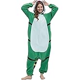 DarkCom Unisex Adult Green Lizard Onesie Halloween Costume One Piece Animal Pajamas Women Men Sleepwear Christmas Pajamas