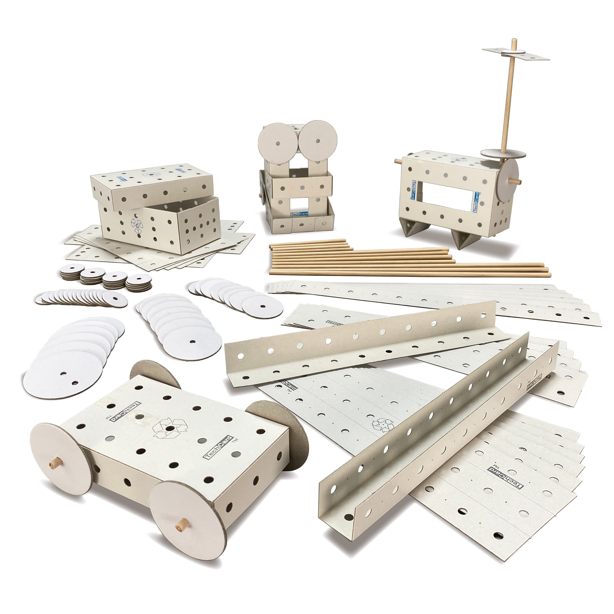 TechCard - Make & Create Model Making Pack - 120+ Parts - Builds Up to 10 Mechanical Toy Models