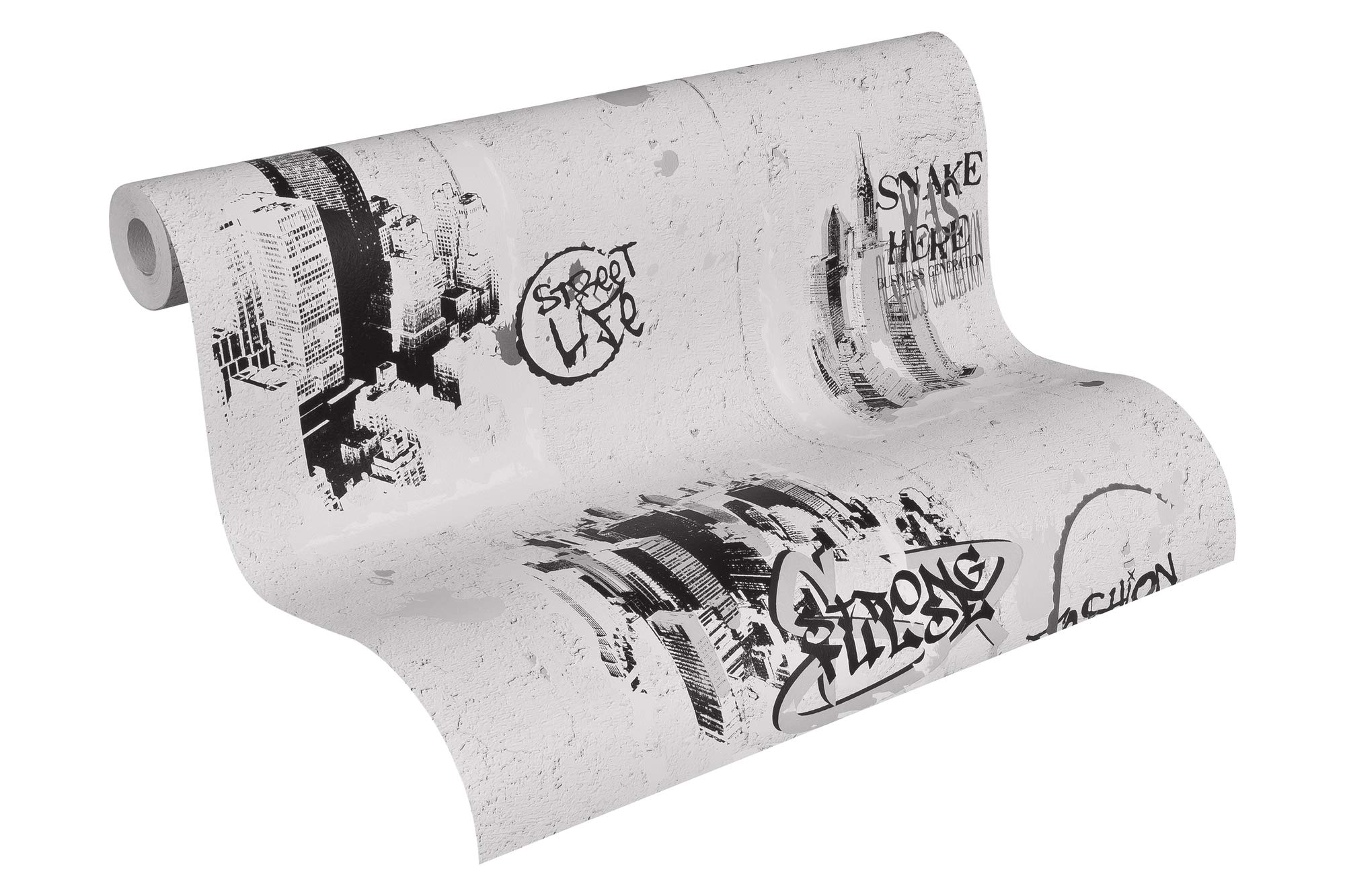 A.S. Creation 6840-11 10.05 x 0.53 m City Art Wallpaper - Grey/Black