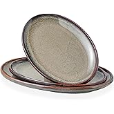 KYBSCZ Ceramic Large Serving Platters- Set of 3 Oval Platters for Entertaining. Modern Kitchen Dishes for Dinner, Fruit, Sala