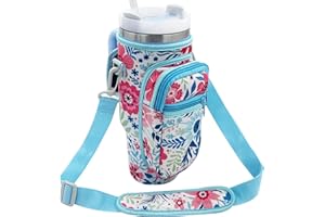 Bexbchh Water Bottle Carrier Bag Sleeve for Stanley Quencher 40oz Tumbler with Handle, Neoprene Water Bottle Sling Bag Sleeve Holder Carrier with Adjustable Shoulder Strap,Stanley Cup Accessories