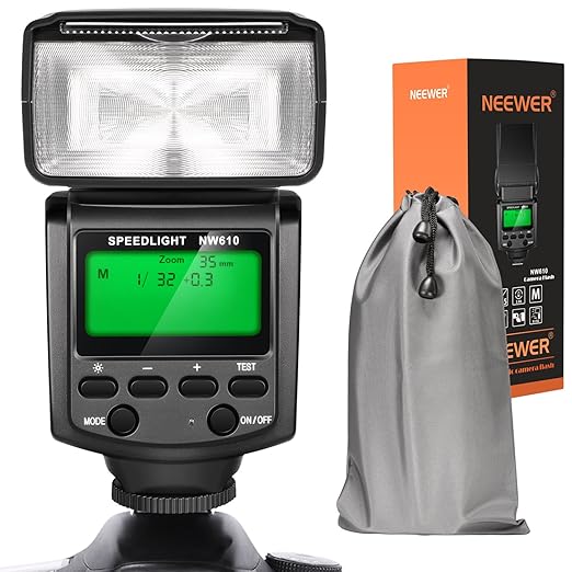 title=Neewer NW610 Flash Speedlite Manuale con LCD Display per Canon Nikon Panasonic