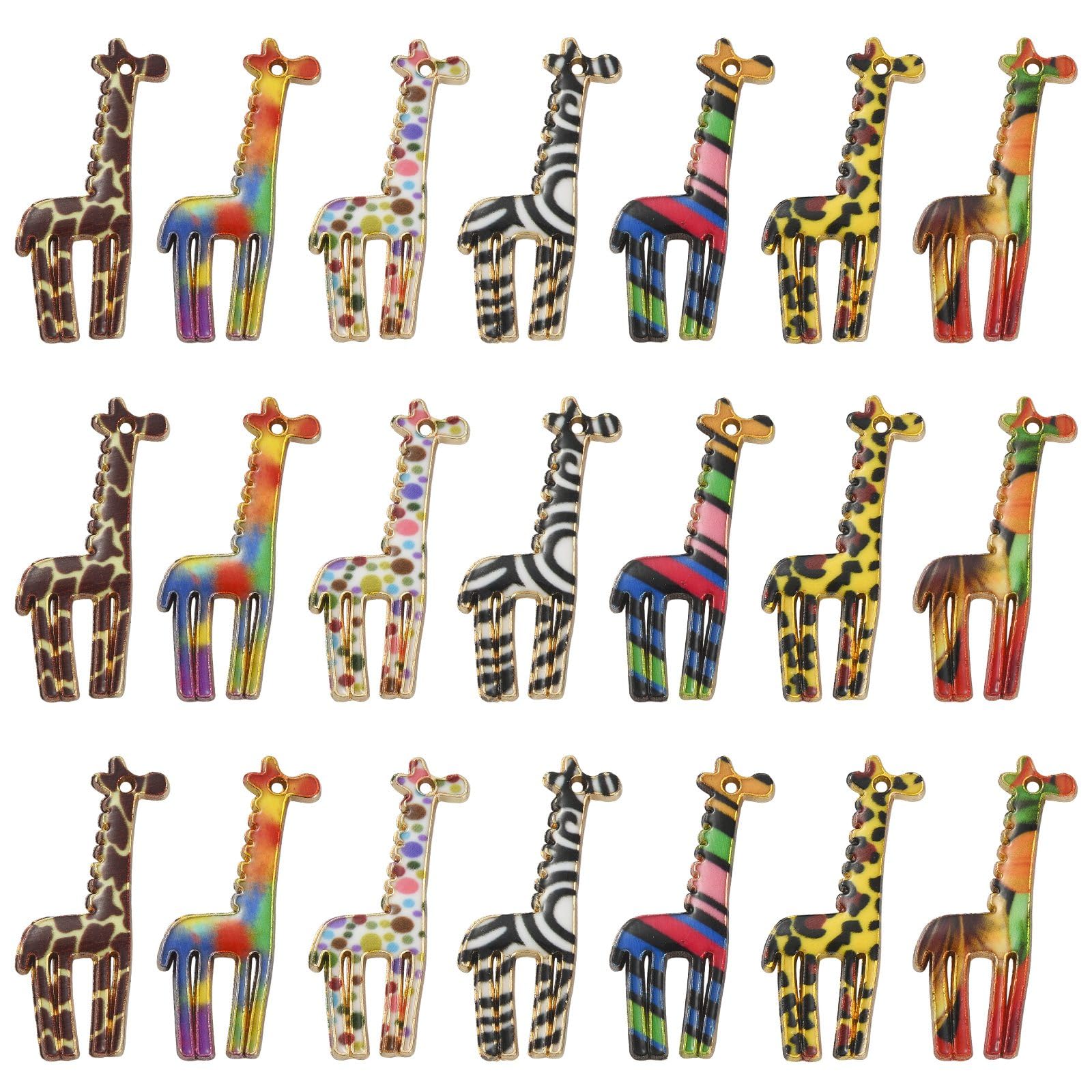 Airssory 35 Pcs 7 Styles Enamel African Safari Animal Charms Spotted Striated Giraffe Charms for DIY Earring Jewelry Supplies Crafts Making