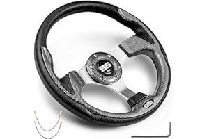 NOKINS 12.5" Universal Golf Cart Steering Wheel, Fit EZGO TXT/RXV/Club Car DS/Precedent/Yamaha, Most Golf Carts (Carbon Fiber Black)