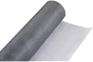 PAZAKA Fiberglass Screen Roll 59" x 100' A Continuous Roll UV Protection Install and Repair Door and Window Screen(59" x 100', Grey)