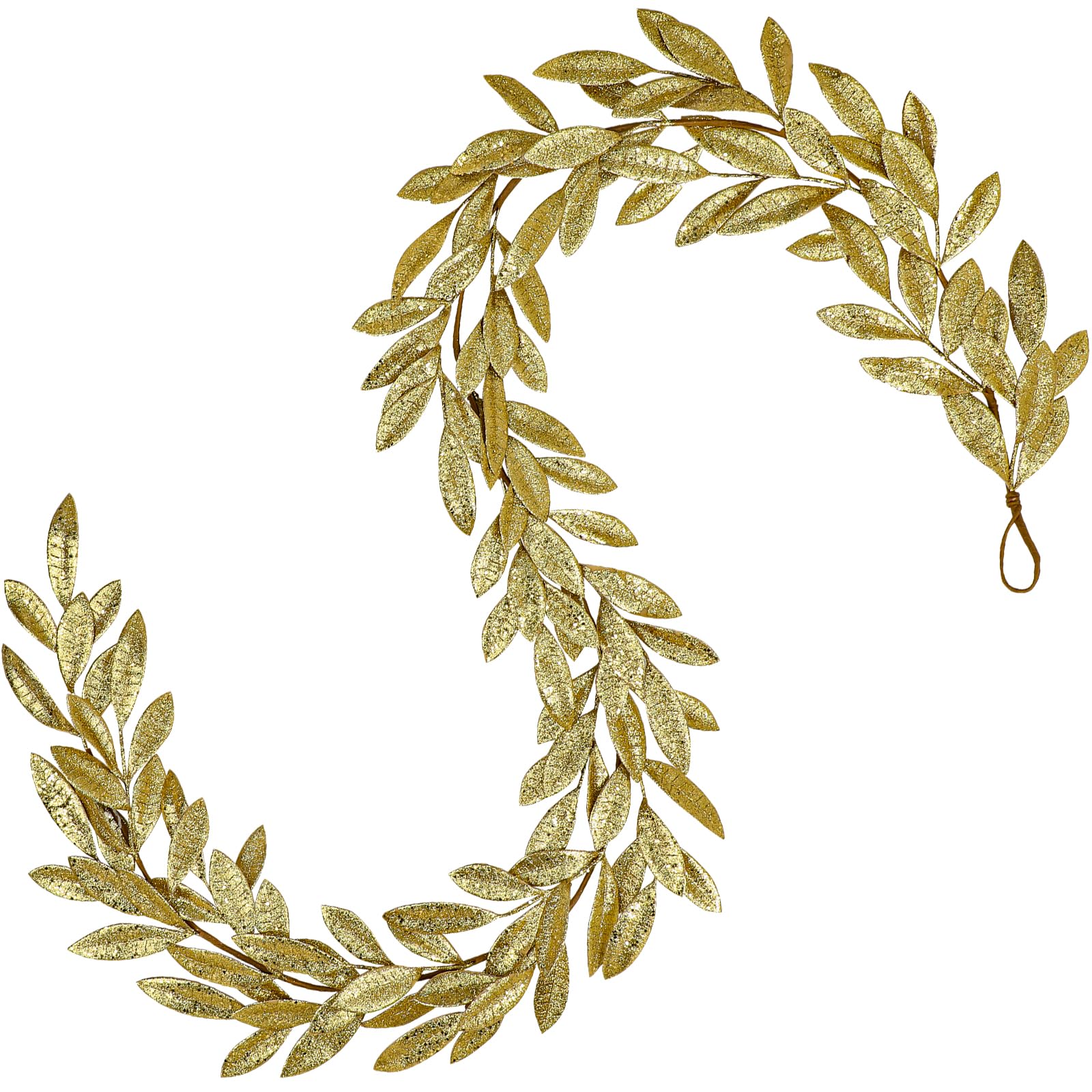 Photo 1 of 6FT Christmas Gold Leaf Garland Glitter Bay Leaves Garland Artificial Bay Leaf Garlands Faux Glitter Vine for Xmas Decorations Mantel Table Door Wall Window Birthday Wedding Holiday Décor - Gold