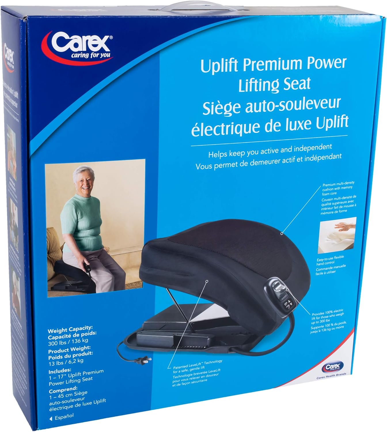 Carex Premium Power 20 inch Chair Lift for Stand Assist - Chair Lift Assist Devices for Easy Lift Assist - Fully Electric Power Seat for 100% Sit to Stand Lift Supports up to 300 lbs: Health & Personal Care