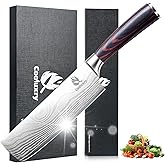 Cooluxry Nakiri Knife - Professional 7" Razor Sharp Meat Cleaver and Vegetable Kitchen Knife, Vegetable Chopping Knife, High Carbon Stainless Steel Blade with Ergonomic Handle