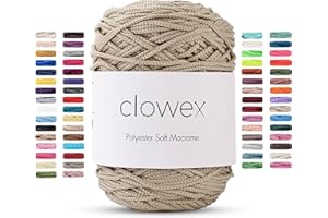 Clowex Polyester Soft Macrame Cord 2.5-3mm, 191 Yards x 1/9 inc Turkish Polyester Rope, Braided Macrame Yarn for DIY Crafts, Plant Hanger, Wall Hanging, Macrame Bag