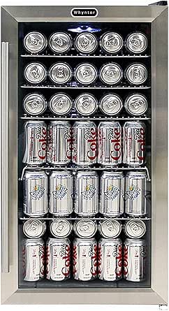 Whynter BR-130SB Beverage Refrigerator with Internal Fan, Black/Stainless Steel