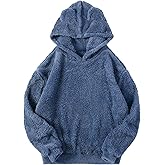ZAFUL Women's Sherpa Fuzzy Hoodie Cute Fluffy Pullover Hoodies Fleece Hooded Sweatshirt with Pockets