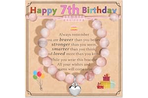 JEWELRYCARD Jewelry&Card 4-12 Birthday Gifts for Girls, Natural Stone Bracelet, 4/5/6/7/8/9/10/11/12 Year Old Girl Birthday Gift Ideas for Daughter Granddaughter Niece