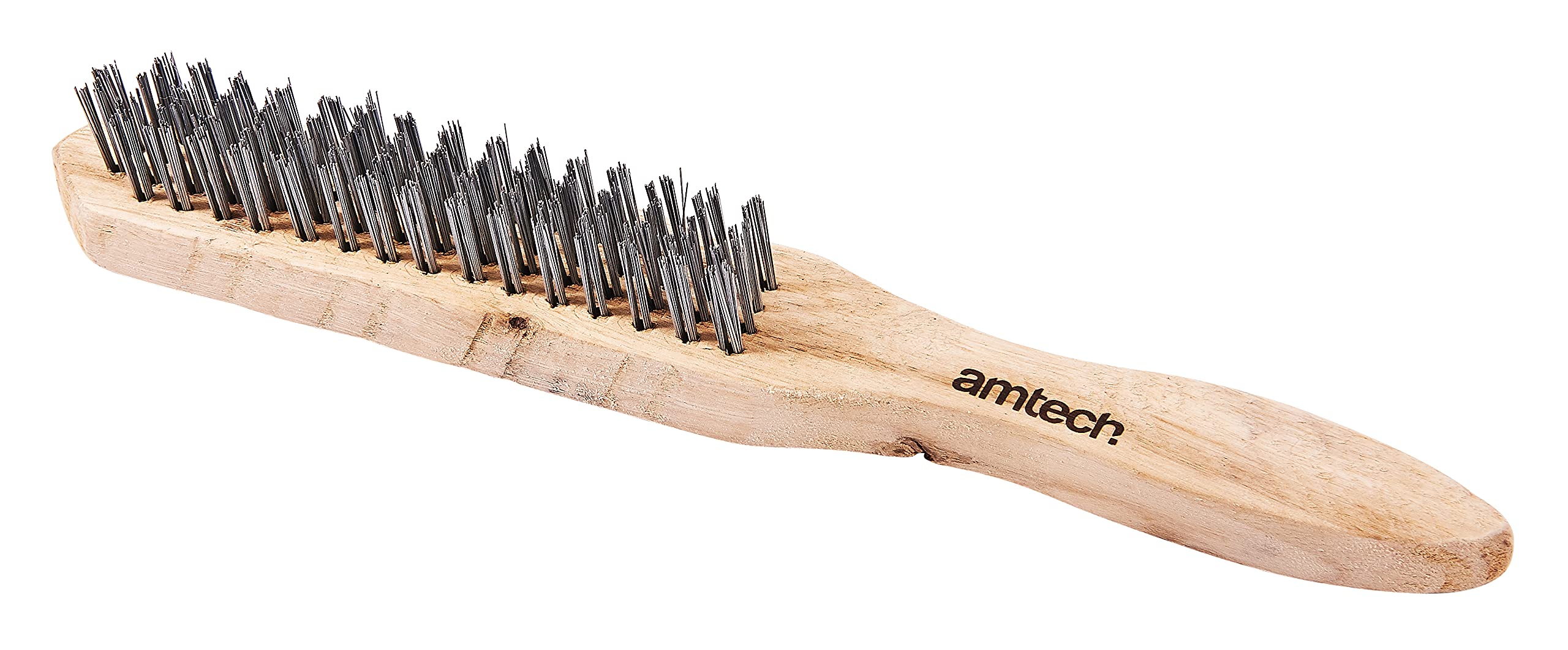 Amtech S3400 4 Row wire brush with wooden handle