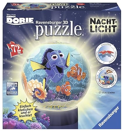 Ravensburger 12189 - Findet Dorie 3D Puzzle-Ball, 72-teilig Nachtlicht