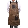 One Size Fits Utility Apron | Adjustable Cross-Back Straps | Multi-Use Shop Apron With Tool Pockets By Aaron Leather Goods