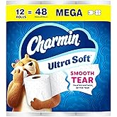 Charmin Toilet Paper Ultra Soft, 12 Mega Rolls = 48 Regular Rolls, 2-ply Bath Tissue