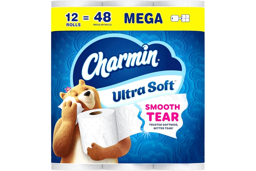 Charmin Ultra Soft Toilet Paper, 12 Mega Rolls = 24 Regular Rolls, 2-ply Bath Tissue