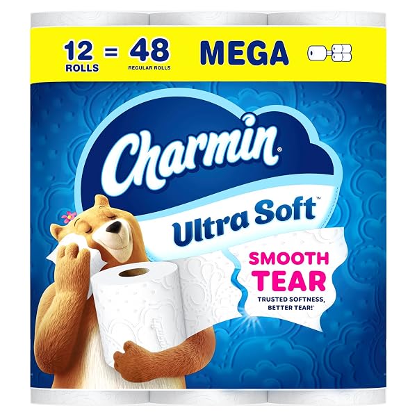 CHARMIN ULTRA SOFT TOILET PAPER, 12 MEGA ROLLS...