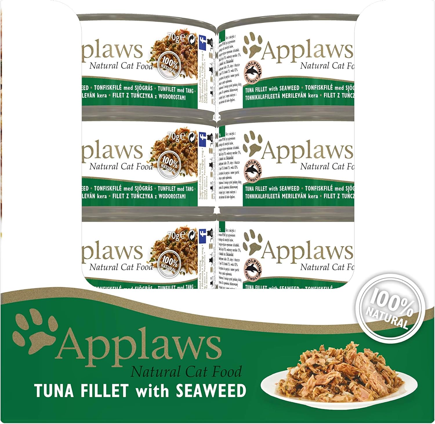 Applaws Natural Cat Food, Tuna Fillet with Seaweed, In Broth Tin, 70g (Pack of 24), 70 g (Pack of 24) - Image 5