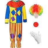 Yoroka 5Pcs Kids clown costume set Circus costume Boys and Girls Cosplay Costumes Quick Dress up for Clown