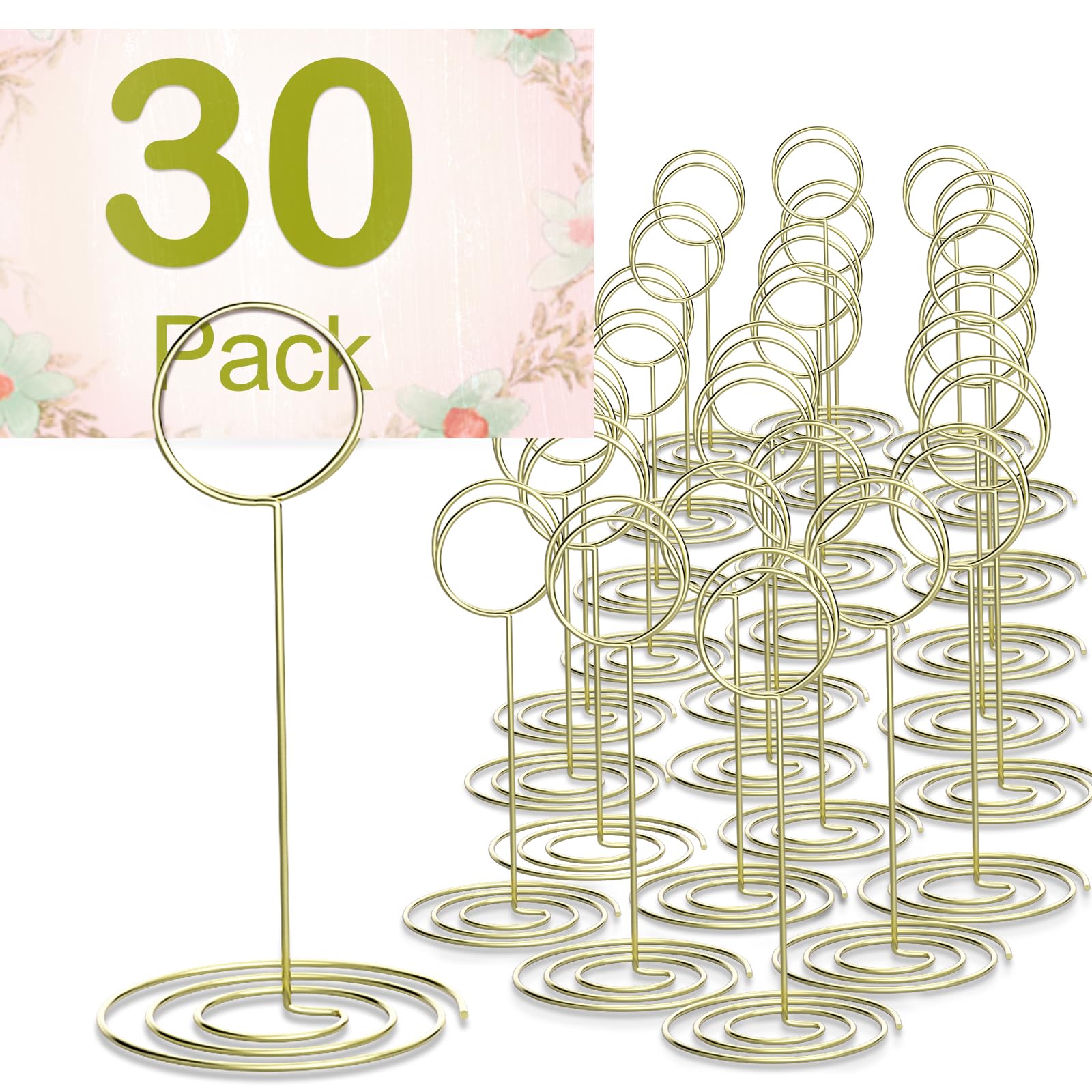 Gold Place Card Holders, PChero 30pcs Table Number Holders Stand Memo Holder Picture Holder Photo Clip Holder for Restaurant Table Wedding Party Valentines Table Place Cards