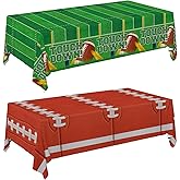 Gatherfun 2-Pack Football Decorations – Touchdown Tablecloth Set, 54x108 Disposable Plastic Covers for Game Party, Birthday Party & Football-Themed Favors