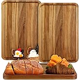 Layhit 3 Pcs Wood Plates Acacia Wooden Serving Trays 13 Inches Rectangle Charcuterie Board Wood Board Cheese Platter Decorative for Food Meat Fruit(Vivid Style)