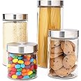 EatNeat 4-Piece Beautiful Glass Kitchen Canisters with Stainless Steel Lids - Food Storage Containers that Offer Modern Style