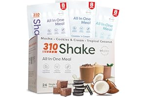 310 Nutrition – All-In-One Meal Replacement Shake - New Formula with Fiber Rich Vegan Superfood Blend - Natural Sweeteners - Low Carb Shake, Keto & Paleo Friendly - Gluten Free - 26 Essential Vitamins & Minerals - Variety Shake Box